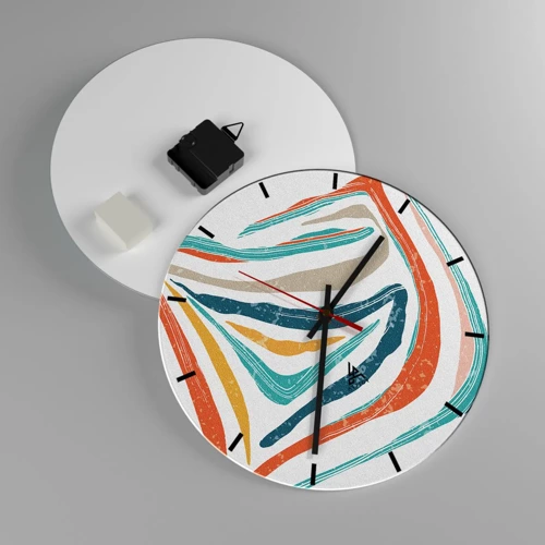 Wall clock - Clock on glass - Abstract with a Friendly Smile - 30x30 cm