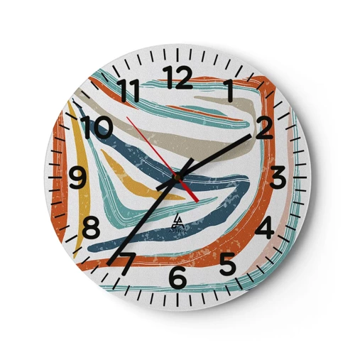 Wall clock - Clock on glass - Abstract with a Friendly Smile - 40x40 cm