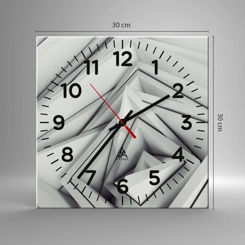 Wall clock - Clock on glass - Acute Angles Budding - 30x30 cm