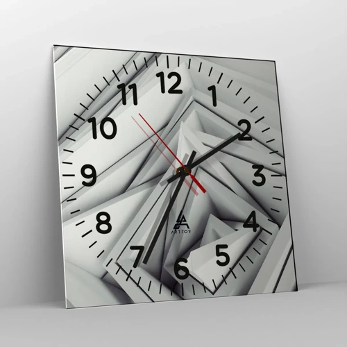 Wall clock - Clock on glass - Acute Angles Budding - 30x30 cm