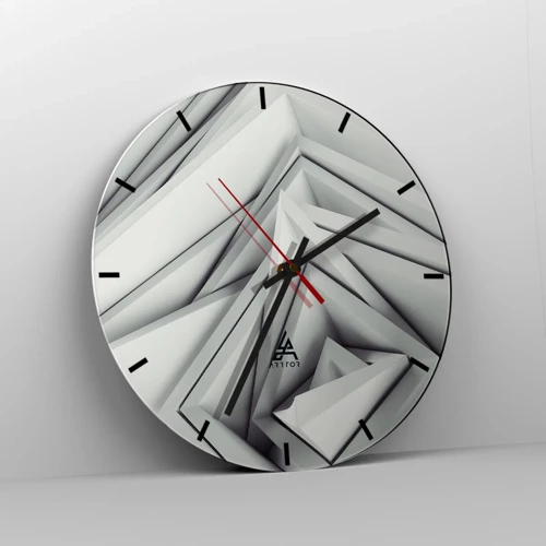 Wall clock - Clock on glass - Acute Angles Budding - 40x40 cm