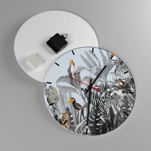 Wall clock - Clock on glass - African Fairy Tale - 30x30 cm