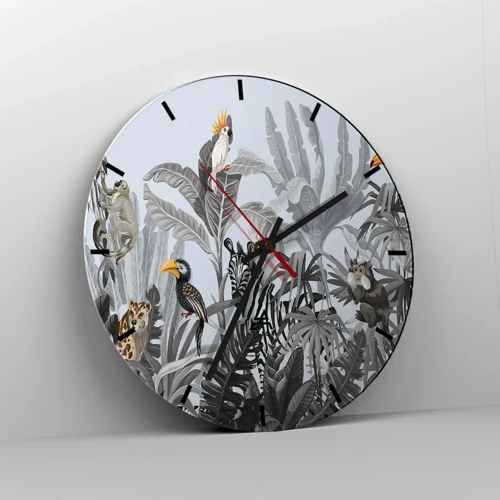 Wall clock - Clock on glass - African Fairy Tale - 30x30 cm