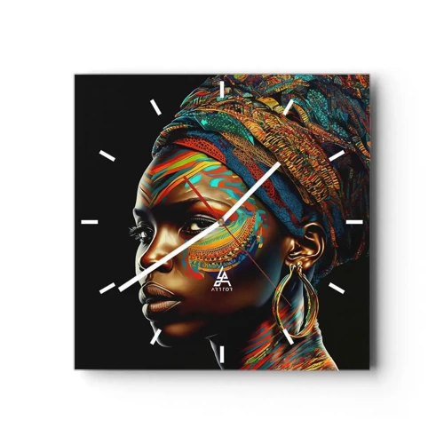 Wall clock - Clock on glass - African Queen - 30x30 cm