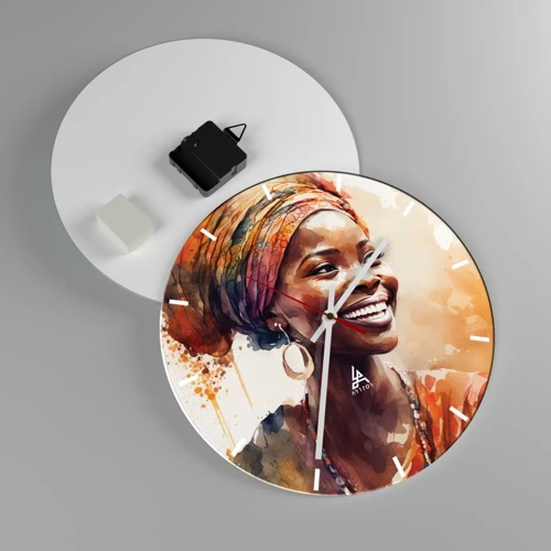 Wall clock - Clock on glass - African Queen - 30x30 cm