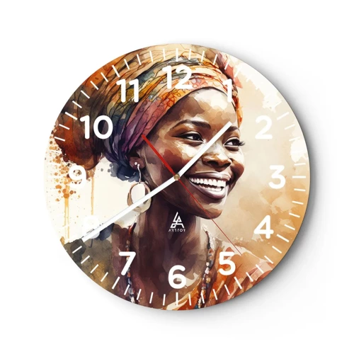 Wall clock - Clock on glass - African Queen - 30x30 cm