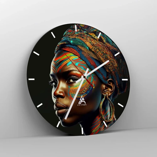 Wall clock - Clock on glass - African Queen - 40x40 cm