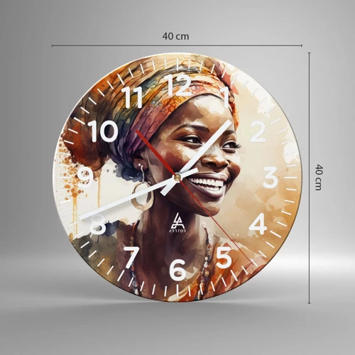 Wall clock - Clock on glass - African Queen - 40x40 cm