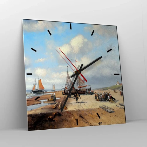 Wall clock - Clock on glass - After a Successful Catch - 30x30 cm