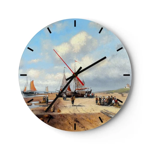 Wall clock - Clock on glass - After a Successful Catch - 30x30 cm