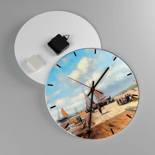 Wall clock - Clock on glass - After a Successful Catch - 30x30 cm