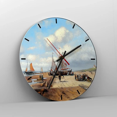 Wall clock - Clock on glass - After a Successful Catch - 30x30 cm