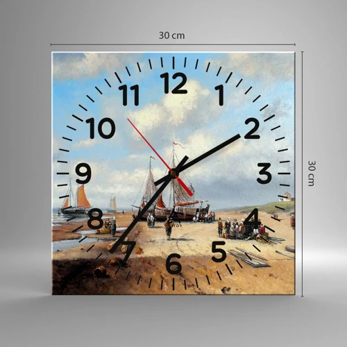 Wall clock - Clock on glass - After a Successful Catch - 30x30 cm