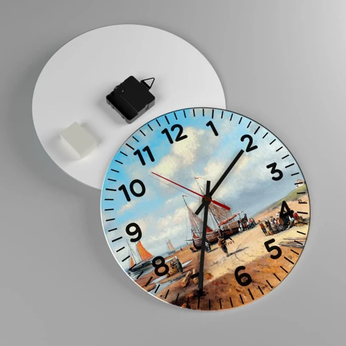 Wall clock - Clock on glass - After a Successful Catch - 30x30 cm