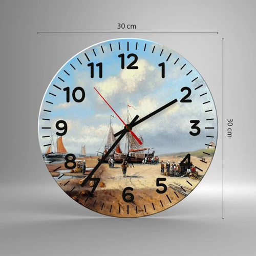 Wall clock - Clock on glass - After a Successful Catch - 30x30 cm