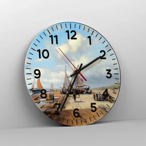 Wall clock - Clock on glass - After a Successful Catch - 30x30 cm