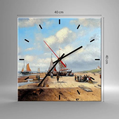 Wall clock - Clock on glass - After a Successful Catch - 40x40 cm