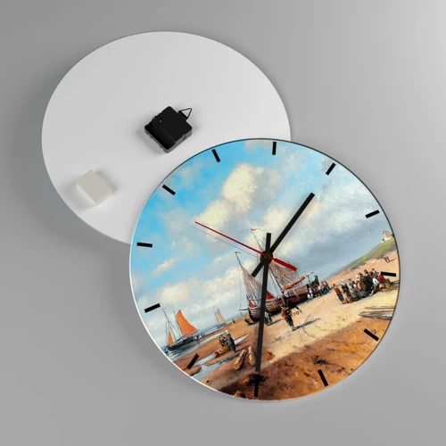 Wall clock - Clock on glass - After a Successful Catch - 40x40 cm