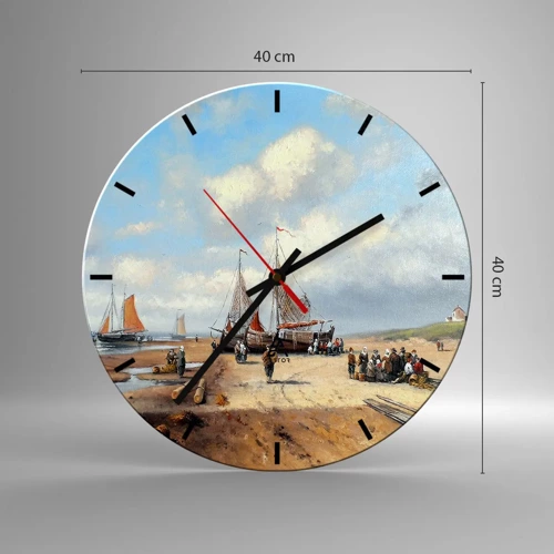 Wall clock - Clock on glass - After a Successful Catch - 40x40 cm