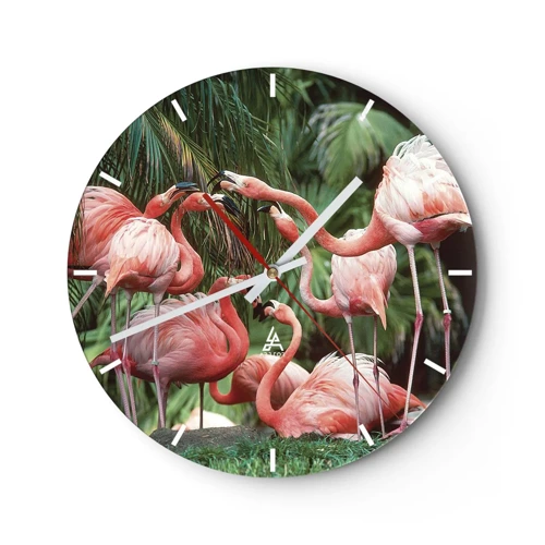 Wall clock - Clock on glass - Afternoon Gossip - 30x30 cm