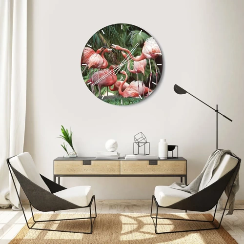 Wall clock - Clock on glass - Afternoon Gossip - 30x30 cm