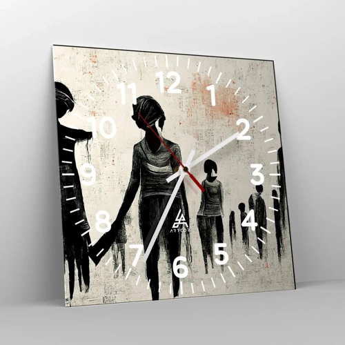 Wall clock - Clock on glass - Against Solitude - 40x40 cm