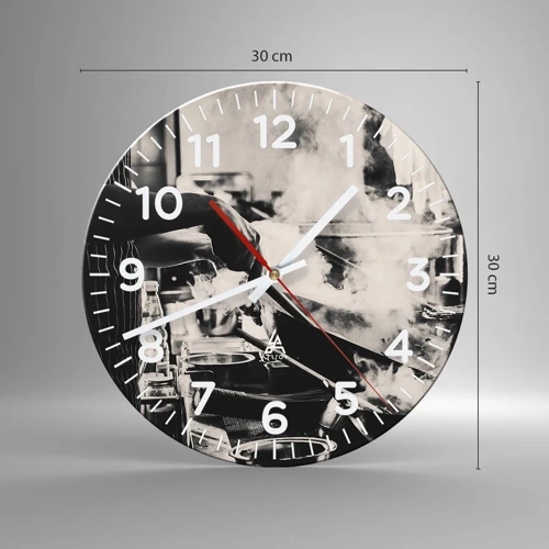 Wall clock - Clock on glass - Alchemy of Flavours - 30x30 cm