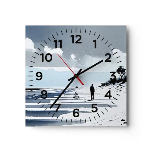 Wall clock - Clock on glass - All Alone - 40x40 cm