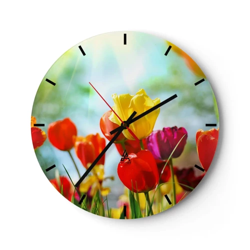 Wall clock - Clock on glass - All Colours of the Sun - 30x30 cm