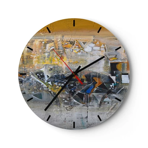 Wall clock - Clock on glass - All Will Work out - 30x30 cm