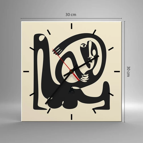 Wall clock - Clock on glass - Almost Picasso - 30x30 cm
