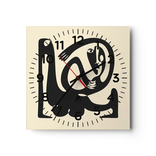 Wall clock - Clock on glass - Almost Picasso - 40x40 cm