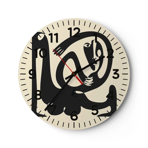 Wall clock - Clock on glass - Almost Picasso - 40x40 cm