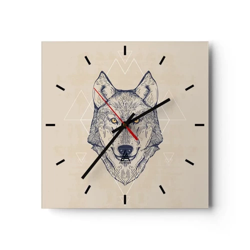 Wall clock - Clock on glass - Alpha with a Piercing Eyes - 30x30 cm