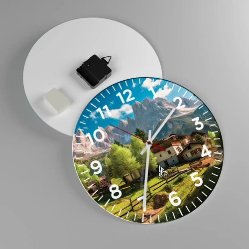 Wall clock - Clock on glass - Alpine Idyll - 30x30 cm