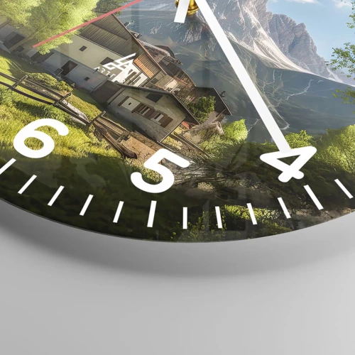 Wall clock - Clock on glass - Alpine Idyll - 30x30 cm