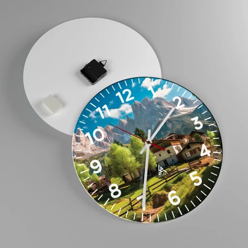 Wall clock - Clock on glass - Alpine Idyll - 40x40 cm