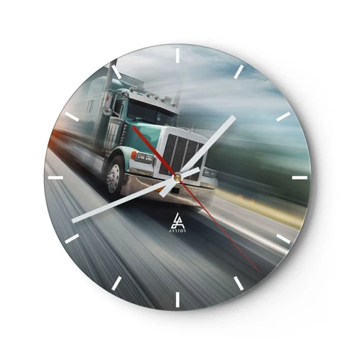 Wall clock - Clock on glass - American Giant in the Rush - 30x30 cm