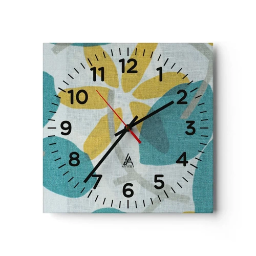 Wall clock - Clock on glass - Among Azure Leaves - 30x30 cm