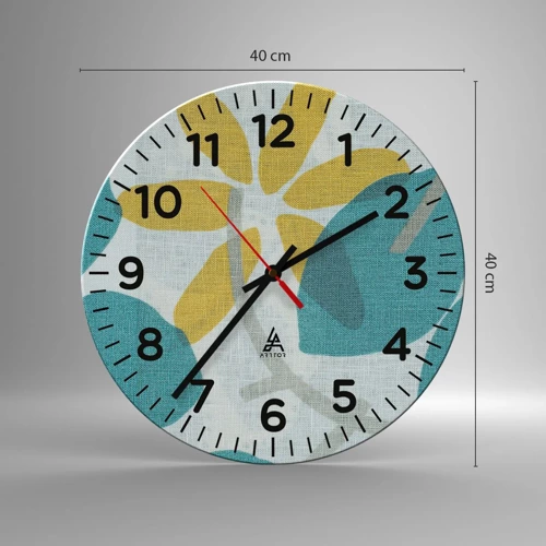 Wall clock - Clock on glass - Among Azure Leaves - 40x40 cm