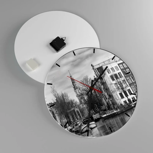 Wall clock - Clock on glass - Amsterdam Atmosphere - 40x40 cm