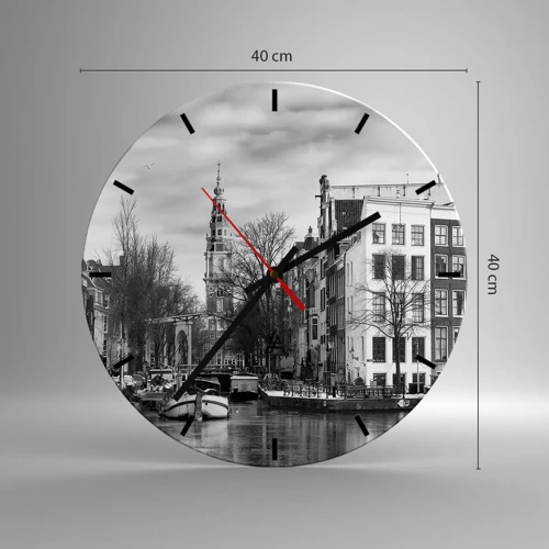 Wall clock - Clock on glass - Amsterdam Atmosphere - 40x40 cm