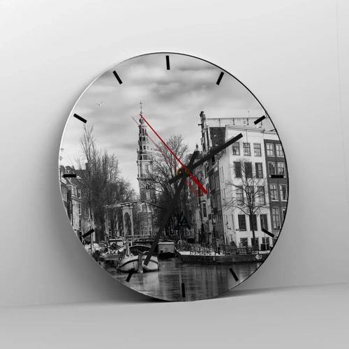 Wall clock - Clock on glass - Amsterdam Atmosphere - 40x40 cm