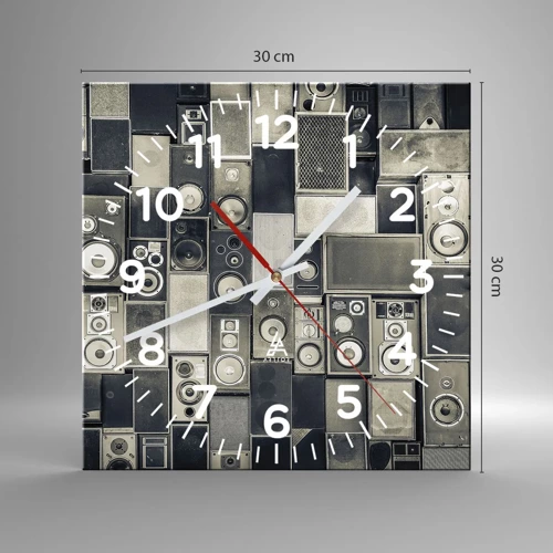 Wall clock - Clock on glass - And Music Is Playing - 30x30 cm