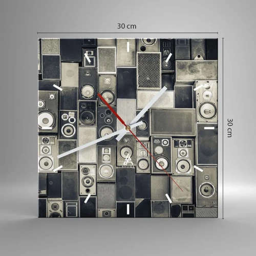 Wall clock - Clock on glass - And Music Is Playing - 30x30 cm