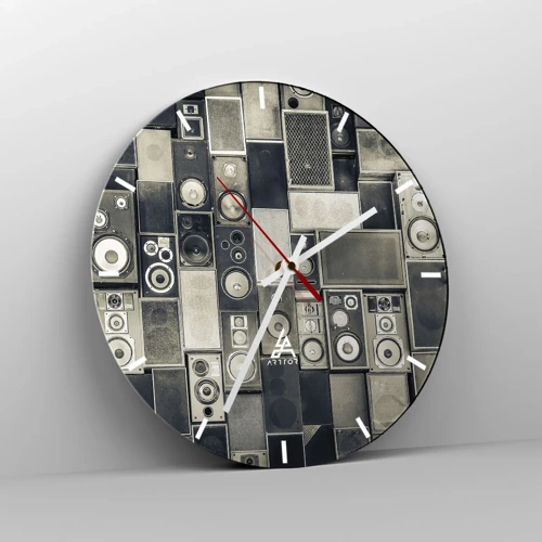 Wall clock - Clock on glass - And Music Is Playing - 40x40 cm