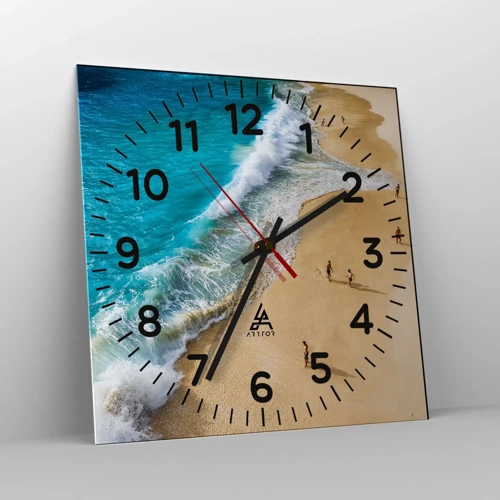 Wall clock - Clock on glass - And Next the Sun, Beach… - 40x40 cm