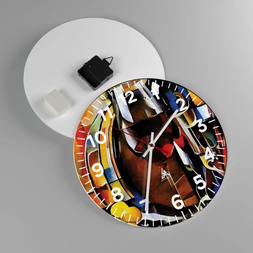 Wall clock - Clock on glass - And The World Fills With Colours - 30x30 cm