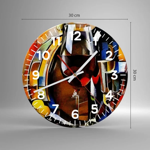 Wall clock - Clock on glass - And The World Fills With Colours - 30x30 cm