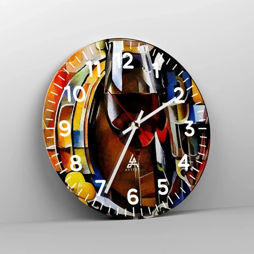 Wall clock - Clock on glass - And The World Fills With Colours - 30x30 cm